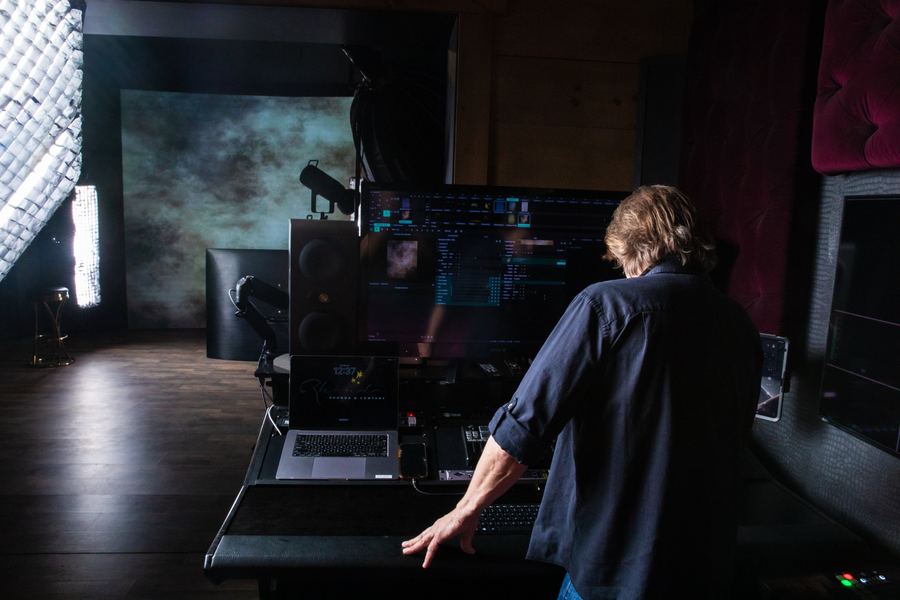 Running backdrops from the control desk.