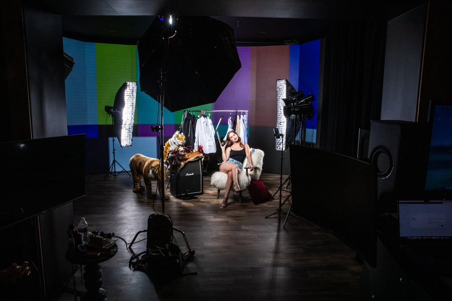 A photo shoot on the LED wall.